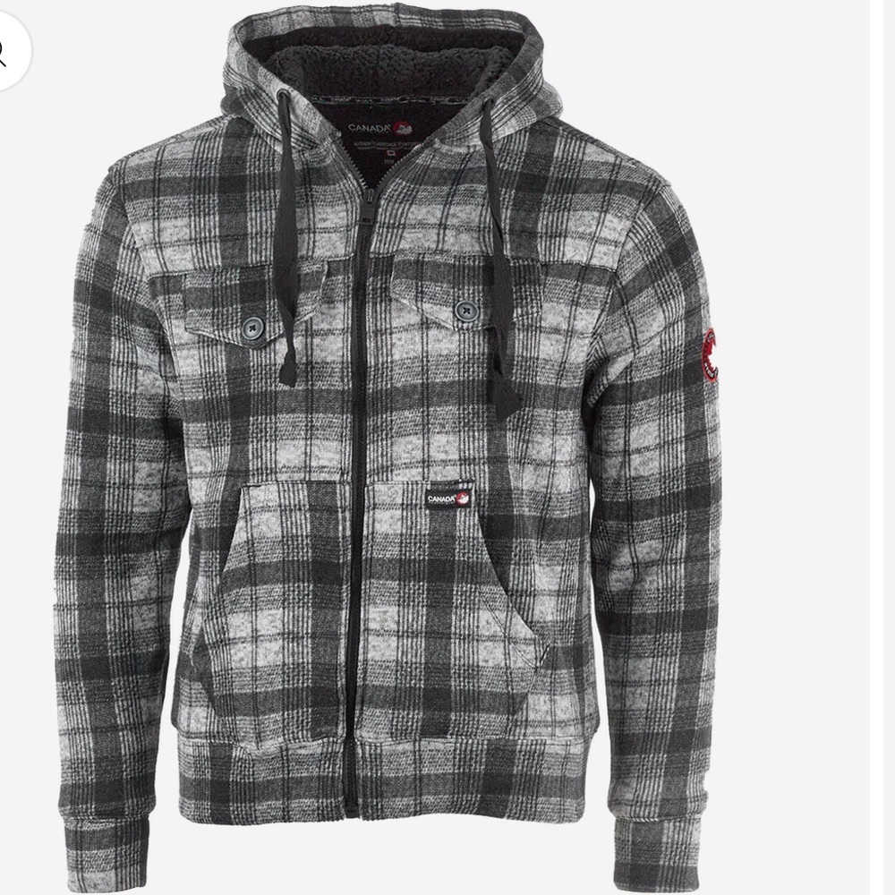 Canada Weather Gear Men's Full Zip Printed Plaid Hoodie Jacket